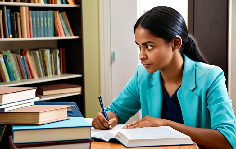 A professional social worker, fully clothed in modest, appropriate attire, is seated at a well-organized desk, initially studying a stack of books and reports. The scene seamlessly transitions to her empathetically engaging with diverse individuals in a vibrant, natural community setting, listening intently to their stories with a compassionate expression. The image emphasizes the connection between theoretical knowledge and real-world application, showcasing perfect anatomy, correct proportions, and well-formed hands. The lighting is natural and inviting, with a focus on respectful human interaction.
    *   `safe for work, appropriate content, fully clothed, professional, modest clothing, family-friendly, natural pose, proper finger count, natural body proportions, high quality photography`