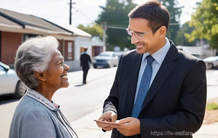 사회복지 면접 준비 - **Prompt: "A dynamic and diverse team of four social workers (two men, two women, various ethnicitie...