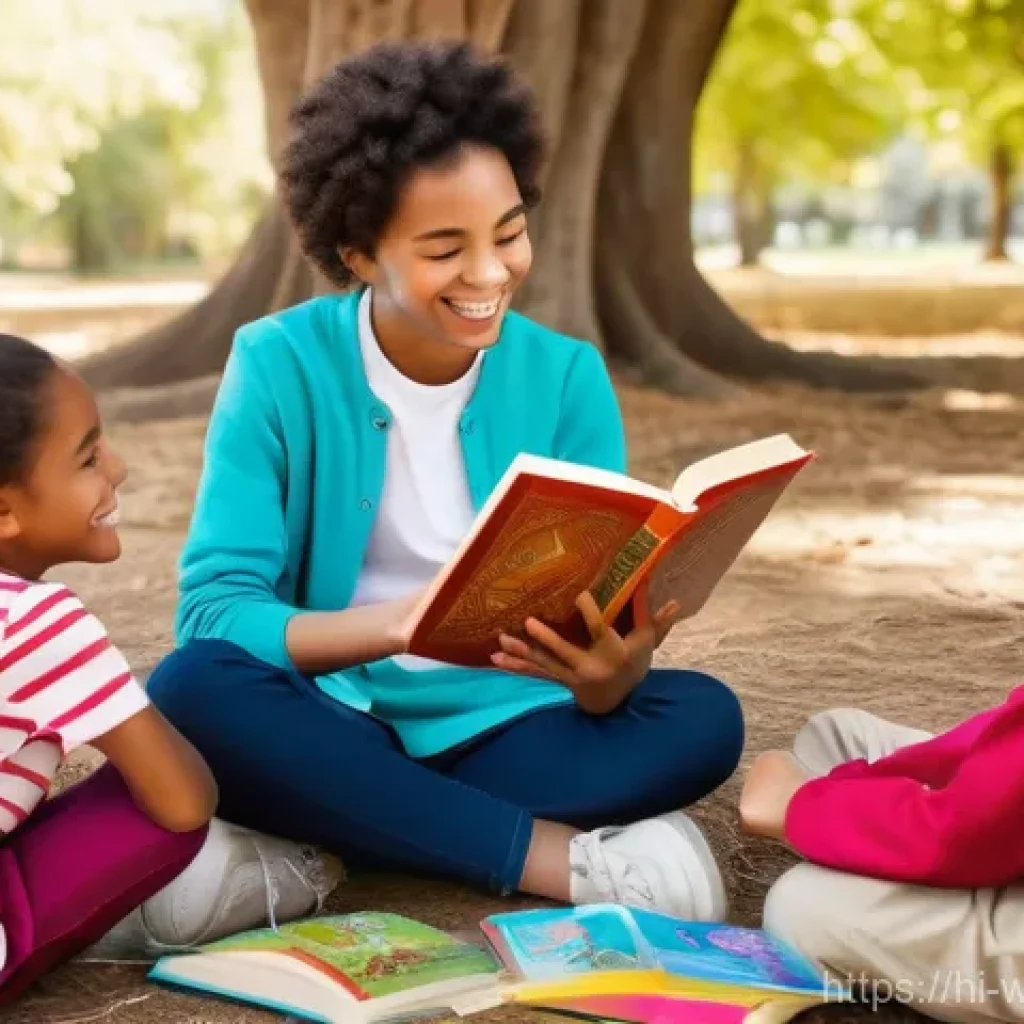 사회복지 자원봉사 - **Prompt:** A heartwarming scene of a diverse group of elementary school children, aged 6-10, gather...