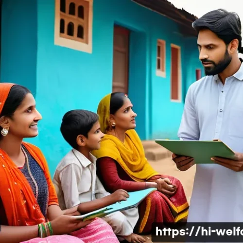 사회복지사 자격증 - A compassionate social worker engaging in a community meeting with diverse Indian villagers dressed ...