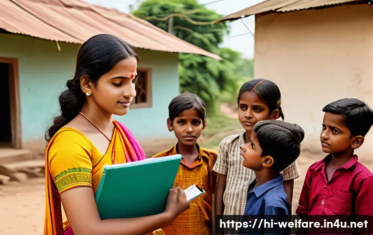 사회복지 취업 정보 - A compassionate female social worker in traditional Indian attire, wearing modest professional cloth...