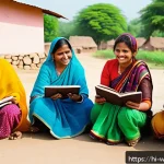 Home 22 사회복지 프로그램 효과성 - A vibrant rural Indian community scene showing women from a self-help group engaged in a training se...